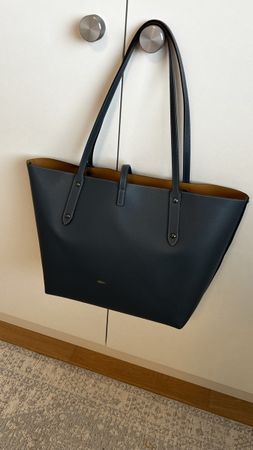 Coach Leder Handtasche, blau-grau