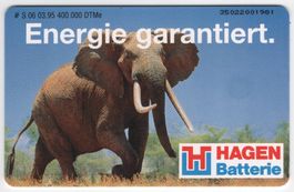 Elefant / Hagen Batterie - volle 50 DM Telefonkarte aus DE