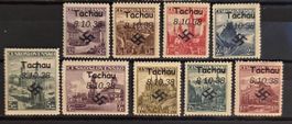 Sudetenland 1938 Lokalausgabe Tachau 9 Werte Satz MNH**