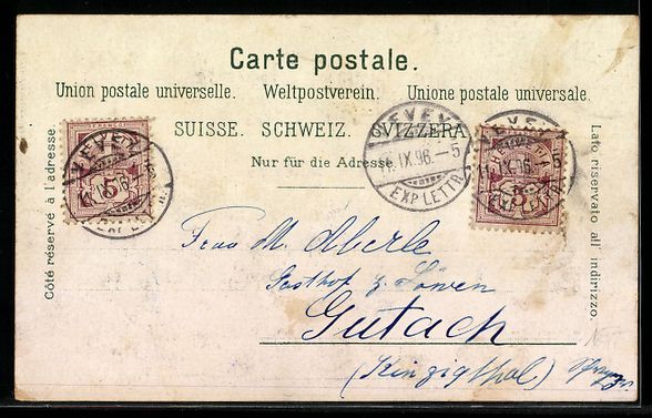 Ansichtskarten: Litho Vevey, Panorama du lac et de la vi – Gebraucht aus Berlin von bartko-reher 1