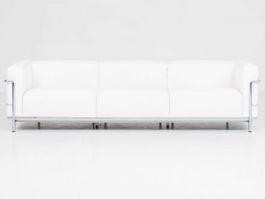 Cassina LC3 3-Sitzer Sofa von Le Corbusier in weissem Leder
