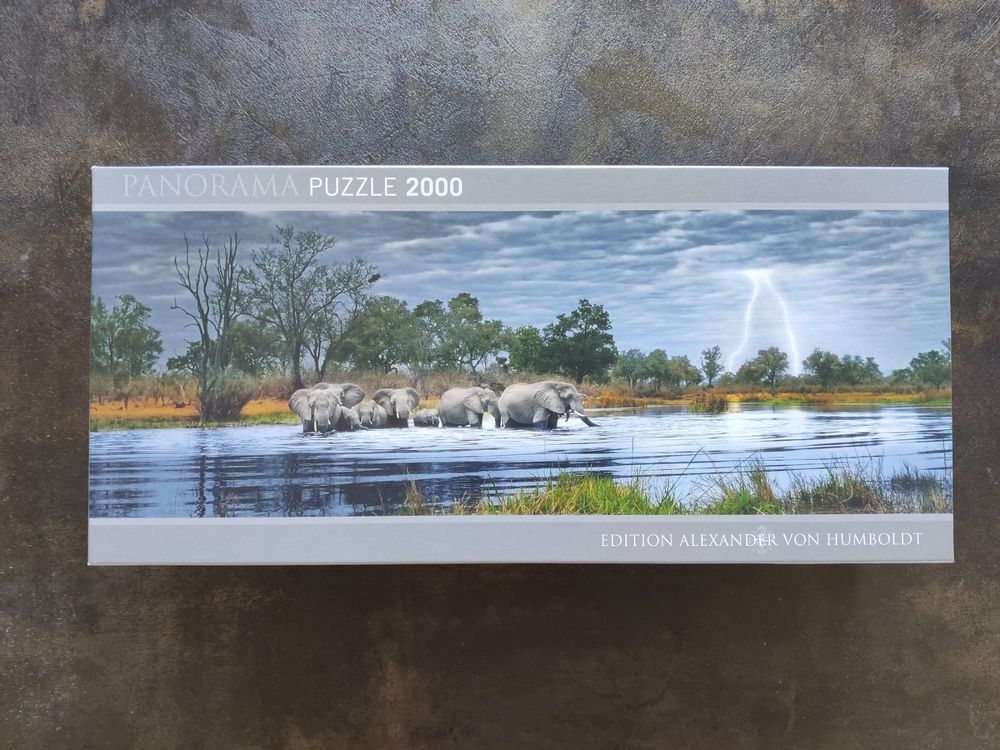 Puzzle 1000 pièces - Éléphants sur l'herbe - Puzzle en bois écologique