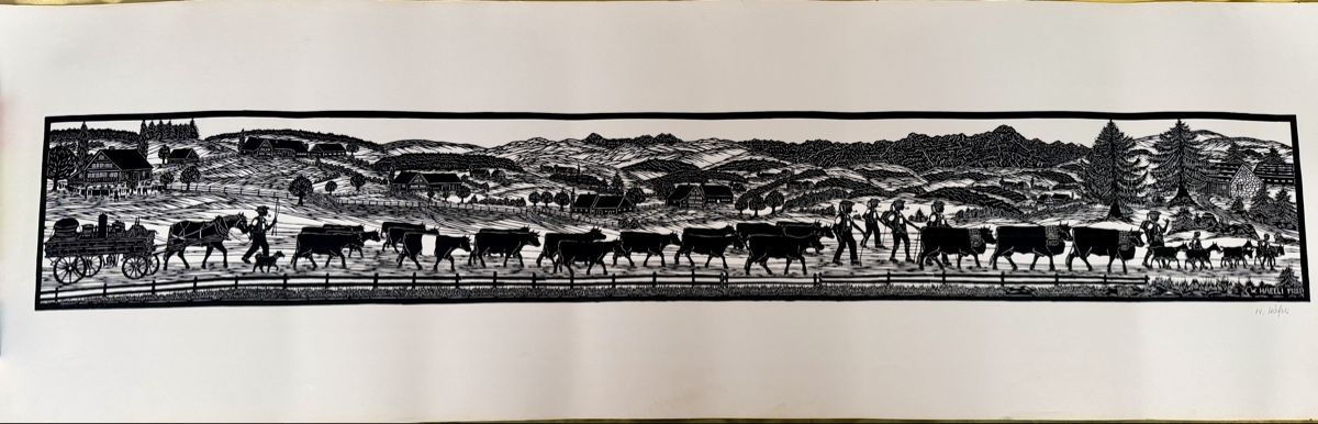 Dipinti: Schweizer  "Viehtrieb" von W. Häfeli, 1980. – Usato da Libingen venduto da Wisli