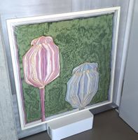 Nr166 Grossformatiges Seidenbild mit Mohnkapseln Schlafmohn