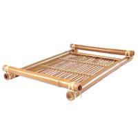 Vintage Bambus Tablett mit Griffen – Boho Rattan