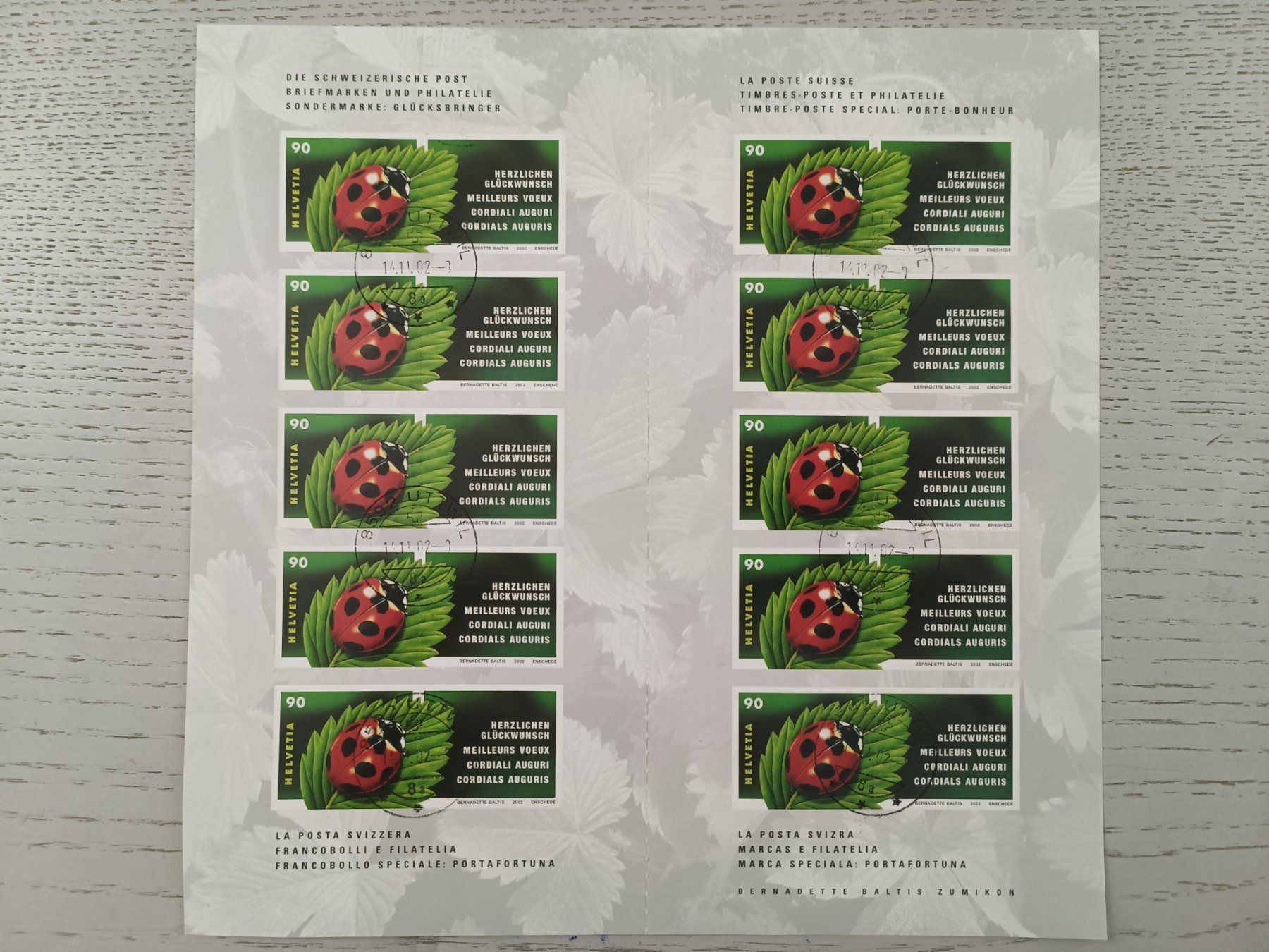 Tutti i francobolli: 2002 Glücksbringer Markenheftchen Top Stempel – Usato da Dübendorf venduto da goeggi79 1