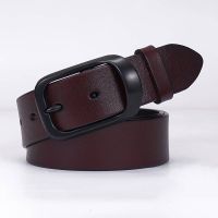 Ceinture cuir marron, boucle métal noir, unisexe, XL-XXL