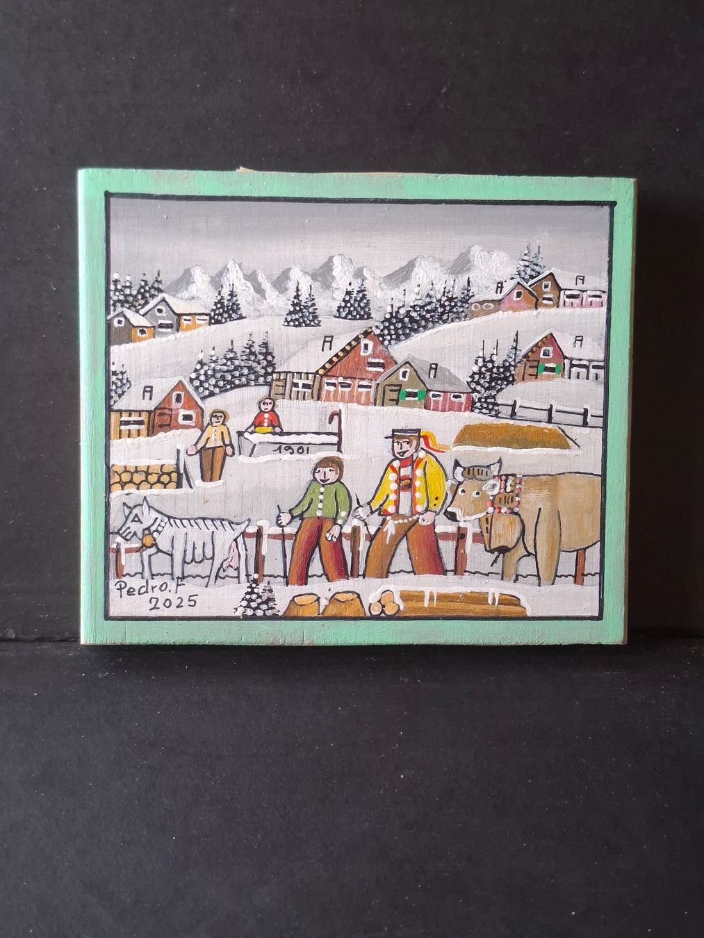 Dipinti: Winter Bauernmalerei Mini Bild **  11 – Usato da Zürich venduto da Soragno50