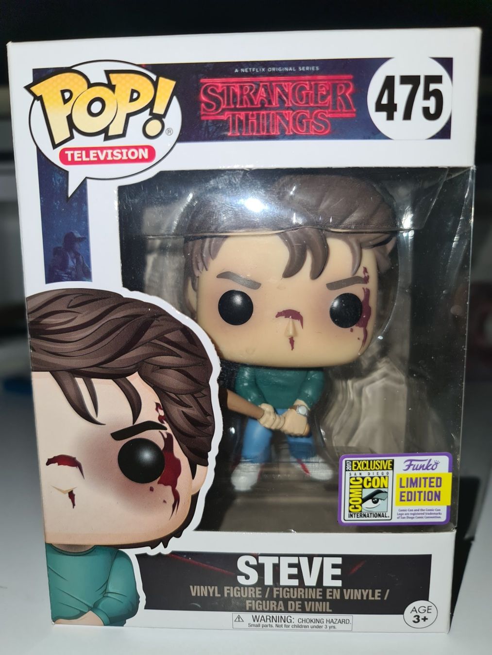 Funko Statuette: Funko Pop ! Stranger Things Steve 475 Sticker SDCC 2017 – Nuovo e nell'imballaggio originale da St-Imier venduto da King2204