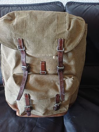 Armee Rucksack Leder Segeltuch Vintage 1960  guter Zustand
