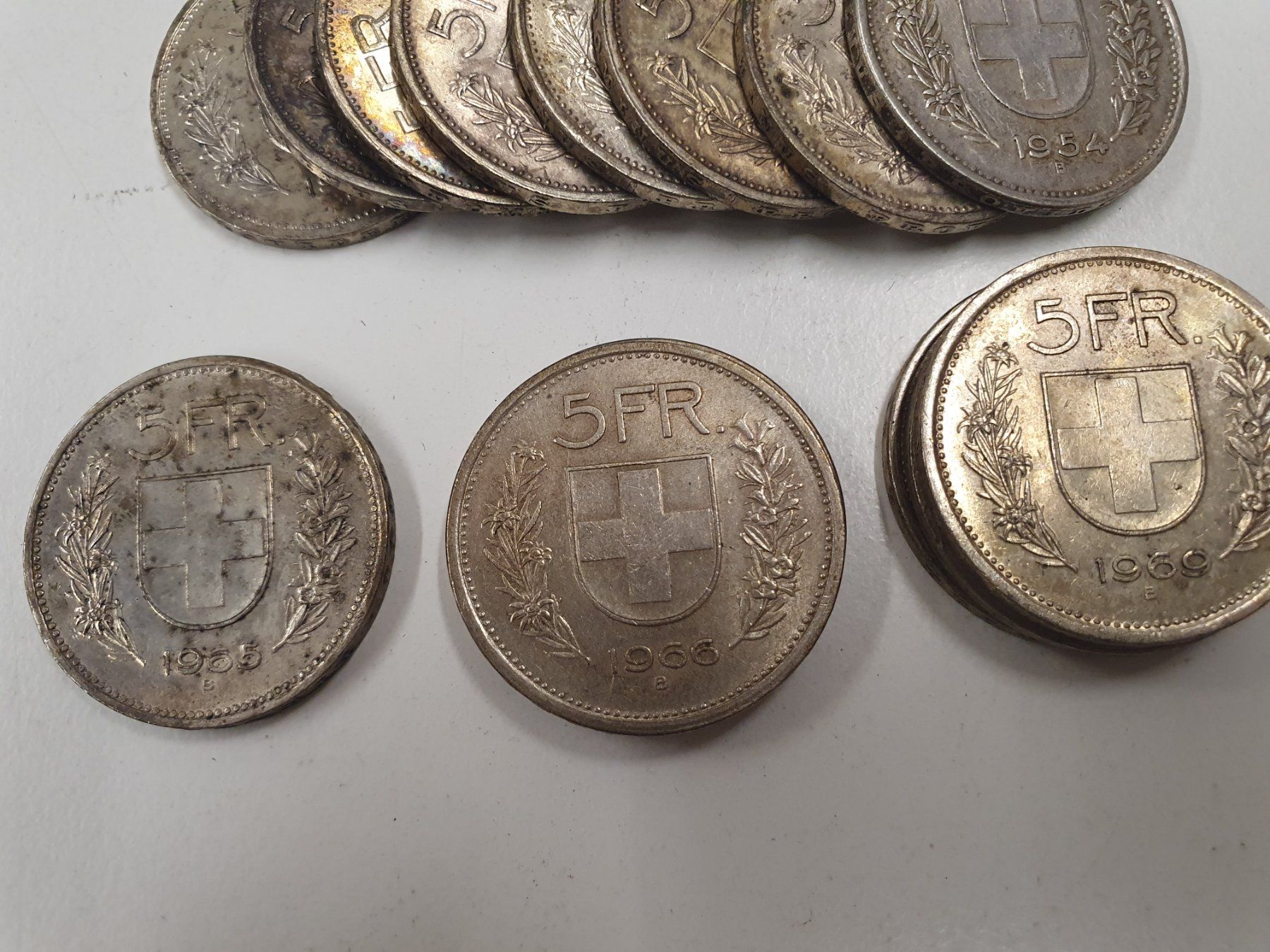 Lot mit 17 Stück 5 Franken Fr silber zw. 1932 - 1969 ab 1.- (D'occasion ...