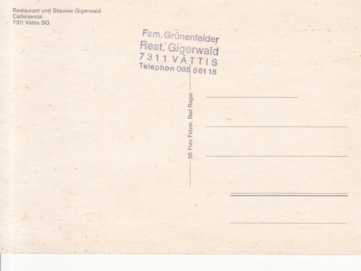 Cartoline postali: Gigerwald ca. 1970 – Usato da Bürglen TG venduto da StampGraf 1