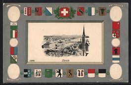 Zürich, Ortsansicht, Wappen der Kantone