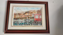 Gemälde Mario Lo Frano Lugano Acryl auf Pavatex gerahmt