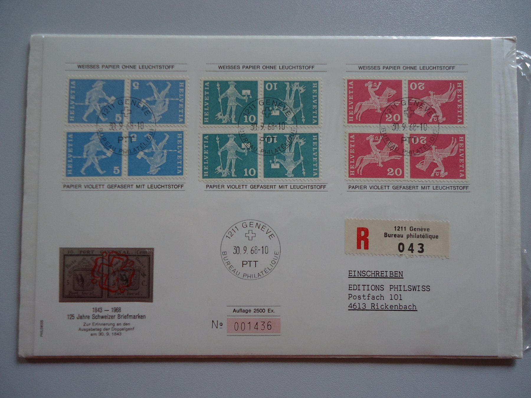 Tutti i francobolli: 125 Jahre Schweizer Briefmarken 1968 – Nuovo (secondo la descrizione) da Belp venduto da Hefabe