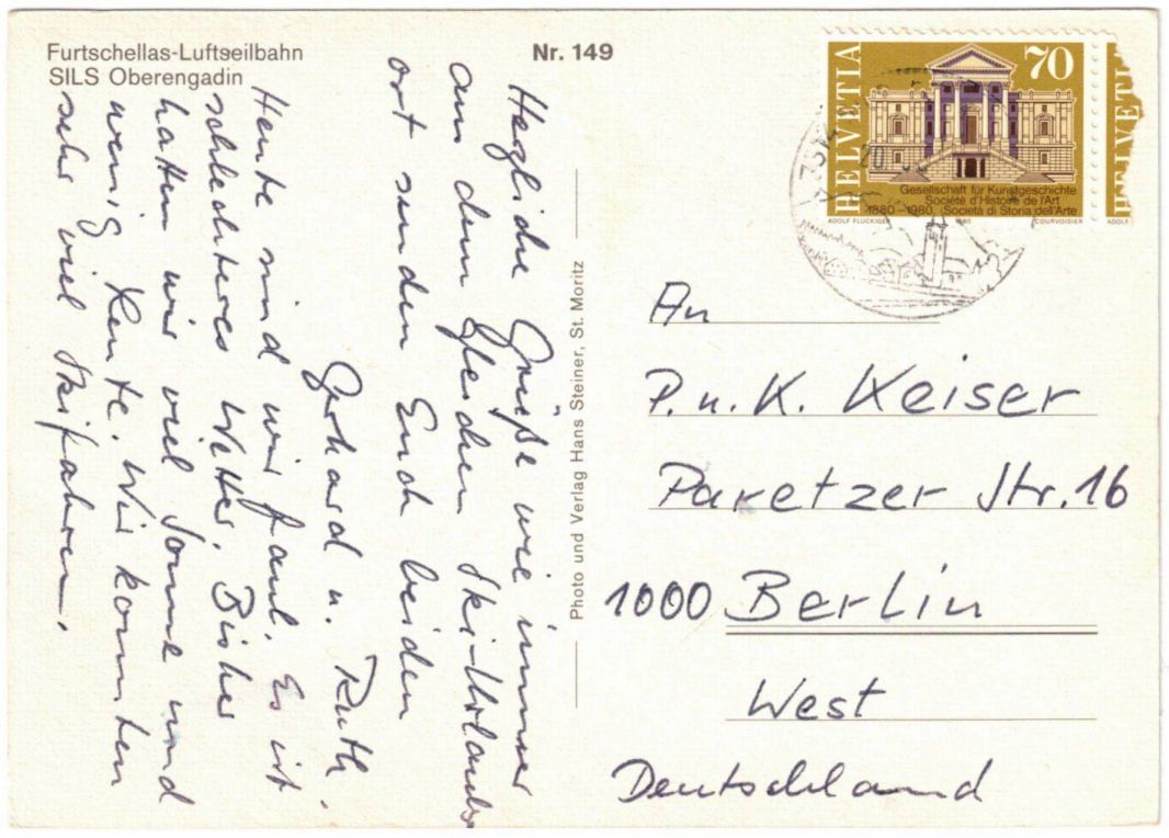 Cartoline postali: Sils - Luftseilbahn Furtschellas – Usato da Binningen venduto da Mountainrider 1