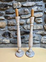 2 wunderschöne Kerzenständer aus Holz - Vintage