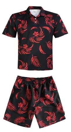 Hawaiian Aloha Polo Shit & Swimtrunk (Badehose) COMBO, Men
