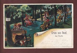 Gruss aus BASEL bei Nacht - 1905