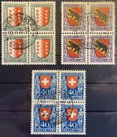PJ 1921 Viererblock Serie gestempelt, SBK 1100 Fr.