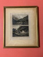 Kupferstich "Im Bergell" Ansicht Spino & Promontogno