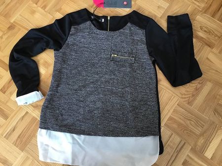 Pull noir gris gr. S, neuf