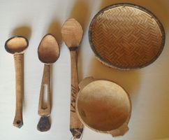 Afrikanische Holzlöffel Set und Schalen