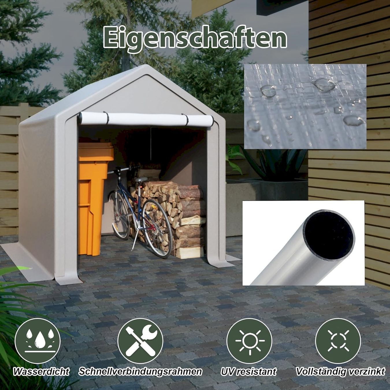 Sonstiges Radsport Zubehör: Fahrradgarage 170X190X200CM Grau – Neu und originalverpackt aus Bottighofen von zaap 5
