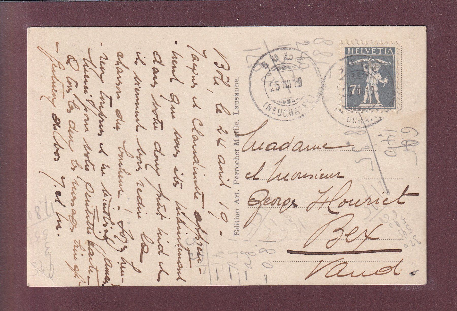 Ansichtskarten: COLOMBIER - Les Allées - 1919 – Gebraucht aus Pully von nicecards 1