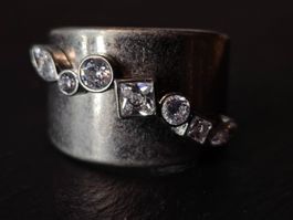 Ring 16(50) palladiert mit Zirkonia Steinen Mode