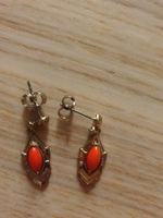Ohrhänger mit orangen Steinchen, Vintage Look