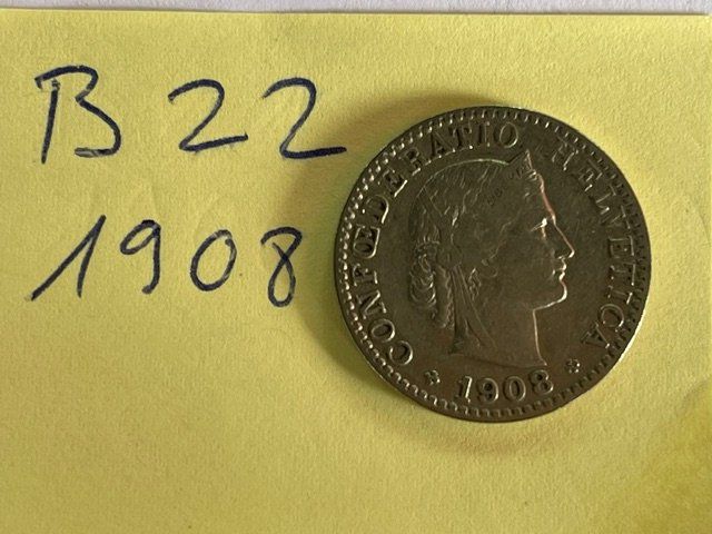 Tutti le monete: 20 Rappen - Schweiz - 1908 – Usato da Niederwil AG venduto da dahu75 1