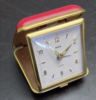 Vintage Reisewecker Peter 3-Star Rot Messing 7x7cm