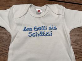Baby Body Grösse 62/68 weiss "Am Gotti sis Schätzli" Neu