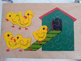 Holz Puzzle für die Kleinen - Küken - Vintage