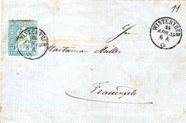 1859 FALTBRIEF MIT SITZENDE HELVETIA 23 Cb mattblau - FP7