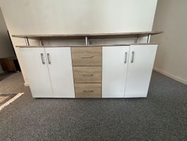 Sideboard / Anrichte, weiss-Holz Optik