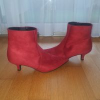 Kitten Heels Stiefeletten, Bordeauxrot, Gr. 38, ungetragen