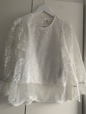 Exklusive Cream Spitzen Bluse Top Grösse 34/36  NEU