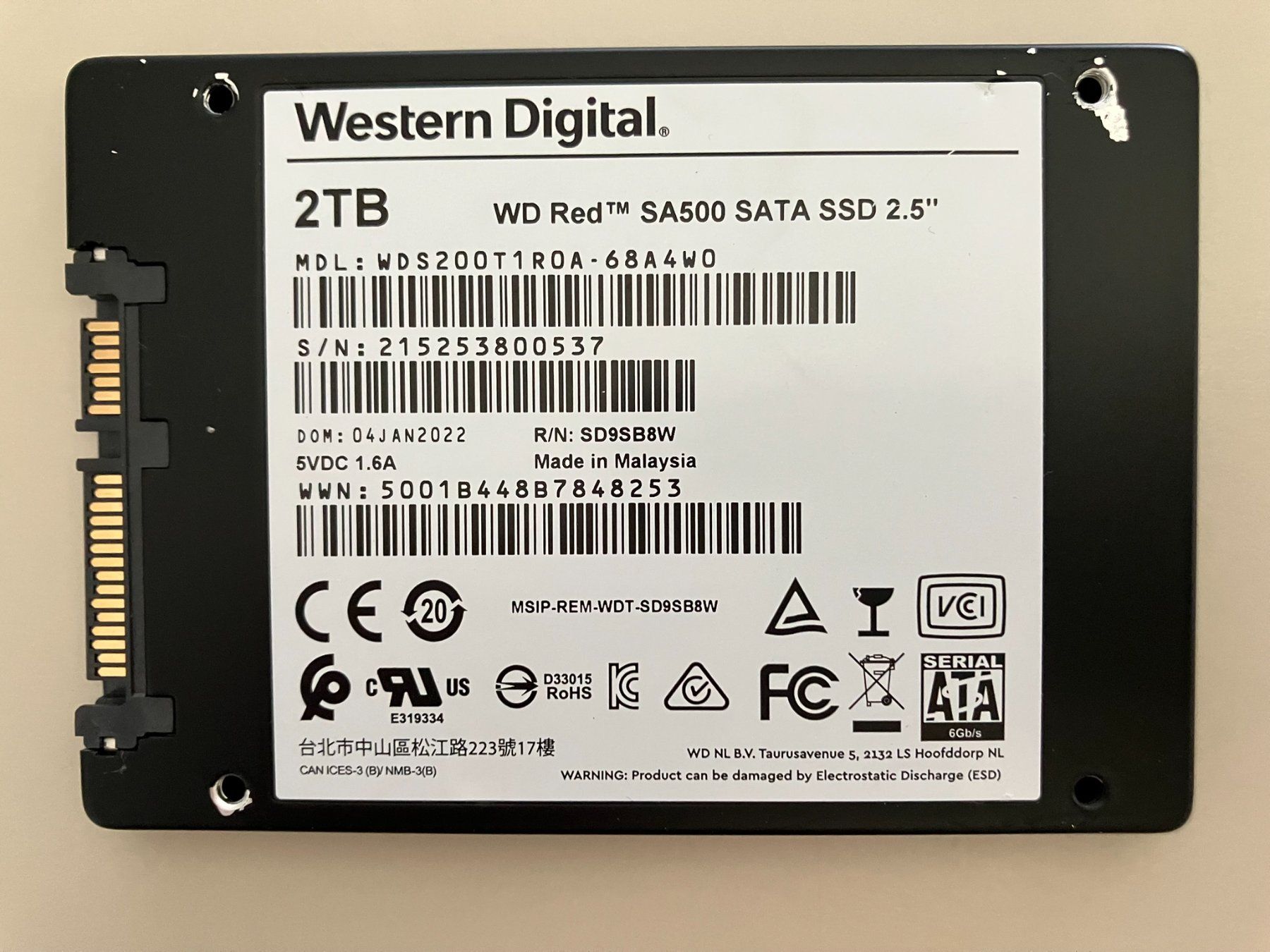 Western Digital Harddisks: Western Digital WD RED SA500 2TB SATA SSD – Gebraucht aus Meisterschwanden von Discus0 1