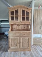 Vaisselier, Buffet vitrine en bois massif, style rustique