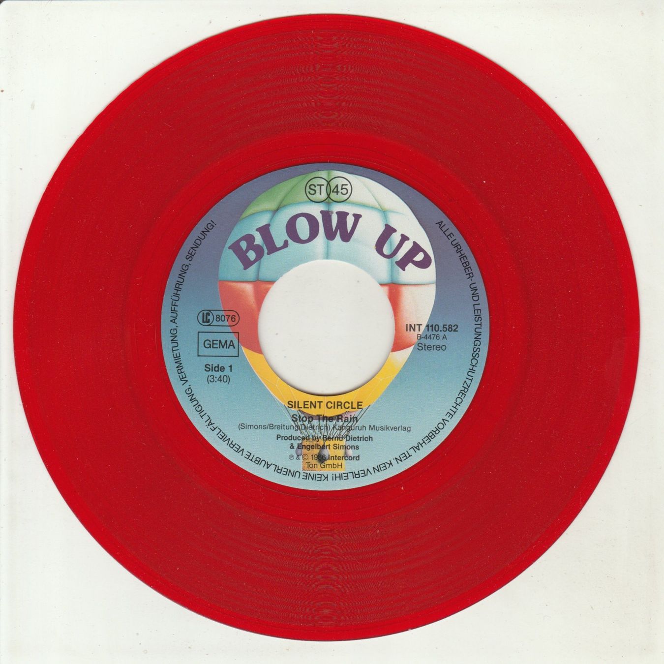 Dischi in vinile: Silent Circle - Stop the Rain 7" Red Vinyl 1986 – Usato da Tübach venduto da JamesStone 3