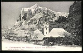 Grindelwald, Kirche und Wetterhorn im Wi