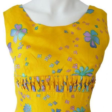 Kleid Seide Gr. XS/S gelb Grösse VINTAGE 1960s