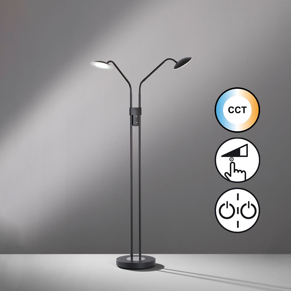 Lampen: LED Stehleuchte, 2 Strahler, 135 cm Höhe – Neu (gemäss Beschreibung) aus Kreuzlingen von Smart-Light