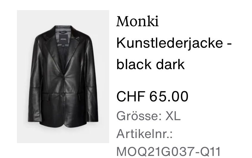 Monki Giacche: Monki Kunstlederjacke - black dark – Usato da Winterthur venduto da dronjx 7