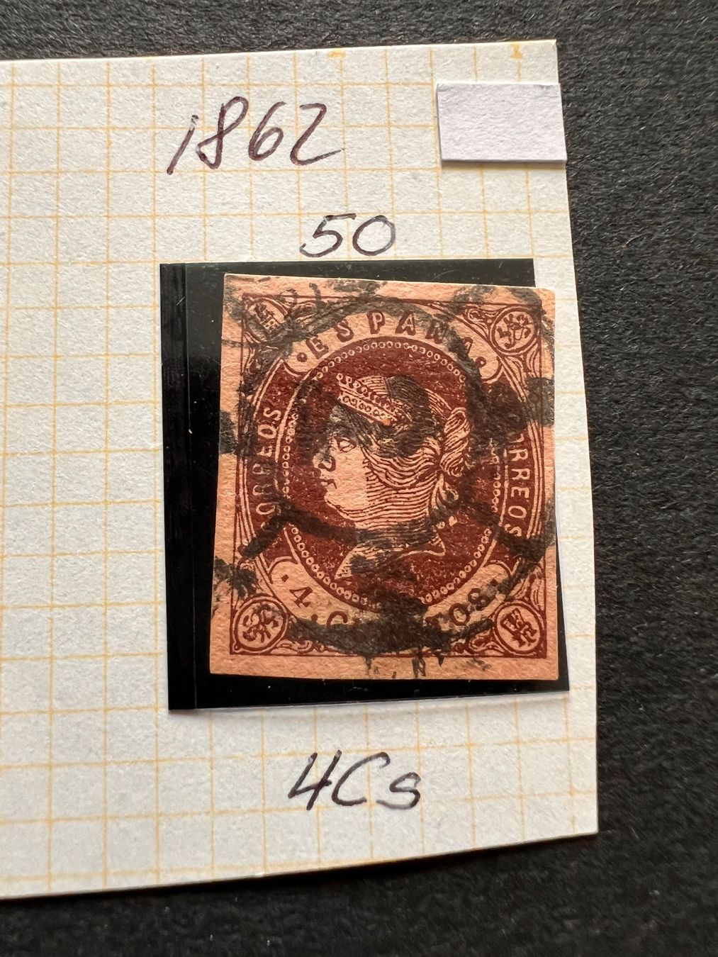 Tutti i francobolli: Spanien Mi. 50  1862   gest. (2304) – Usato da Hinwil venduto da Sidi4