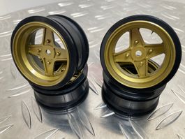 RC Felgensatz 1:10 «Retro 4-Speichen» 26mm gold/bronze NEU!