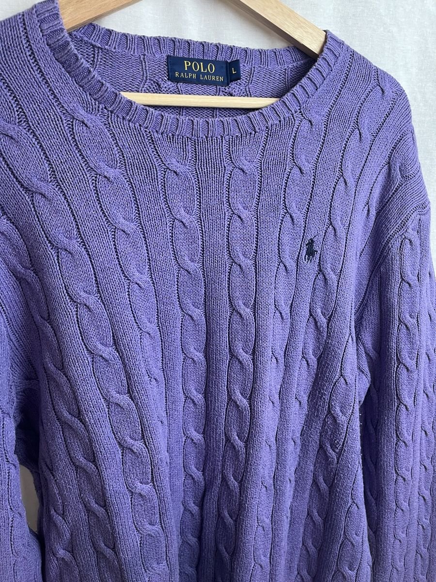 Ralph Lauren Pulls & Sweat-shirts: Pull Ralph Lauren violet torsadé  – Neuf (Voir description) à Les Avanchets par lunedeneige.shop 1