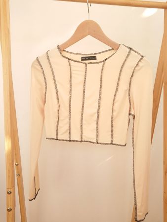 Damen Festival Crop Langarmshirt SHEIN Gr. S 36 Beige
